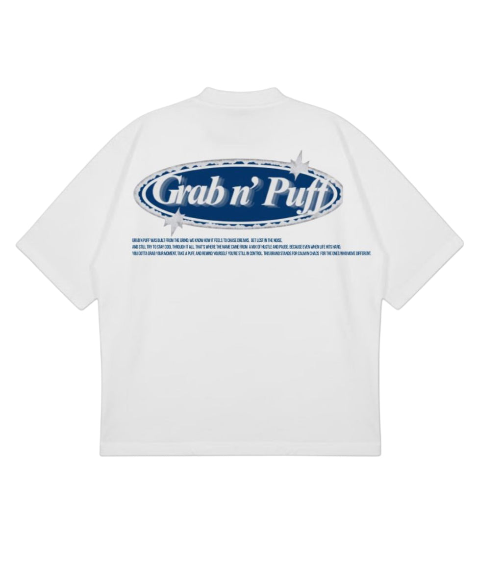 GrabNPuff Back Story Oversize White Tee